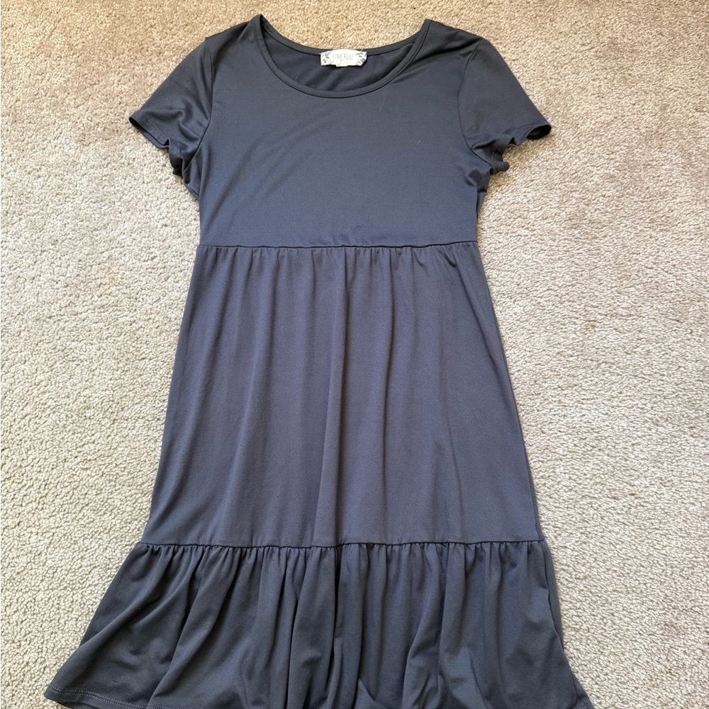 Pink Rose Short Sleeve Midi Dress
